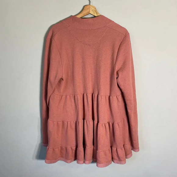 Anthropologie Lila Tiered Cardigan Women's Large Long Sleeve Open Front Pockets - Picture 11 of 16